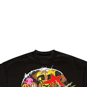 Men's <b>Black</b> Short Sleeve T-Shirt Front Logo <b>Turtleneck</b> Formal Regular Fit Knitted 100% Cotton Silk Screen Printed - Product Image 2