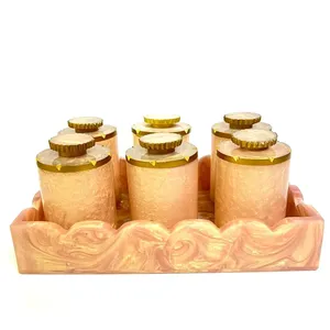 Ensemble de plateaux décoratifs haut de gamme en résine, motif floral artisanal, luxe moderne, compatible lave-vaisselle, couleur et taille personnalisables, pour la maison - Product Image 5