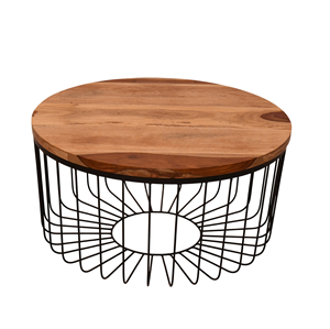 New Modern Solid Mango Wooden Round Shape Top Metal Frame With Storage <b>Nesting</b> <b>Set</b> Of 2 Living Room <b>Coffee</b> <b>Table</b> <b>Set</b> - Product Image 4