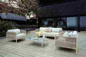 Conjunto de Sofás Contemporáneos para Exteriores con Estructura de Ratán PE Resistente a los Rayos UV y Cojines de Espuma de Alta Densidad para Jardín - Product Image 5