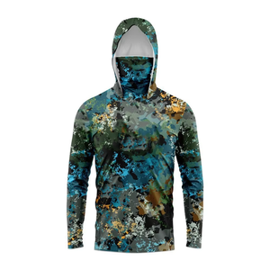 Haut de pêche à manches longues pour homme, camouflage, à capuche, protection UPF 50, séchage rapide, imprimé, en polyester, style pull - Product Image 3