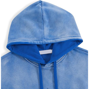 Sweat à capuche unisexe doublé en tissu gaufré, délavé à l'acide, thermique double couche, effet vieilli vintage, entièrement zippé, 500g, épais, hiver - Product Image 3