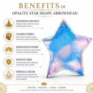 Vente en gros : Étoile sculptée à la main en opalite, 100 mm, en verre opale métaphysique, pierre de guérison Feng Shui - Product Image 4