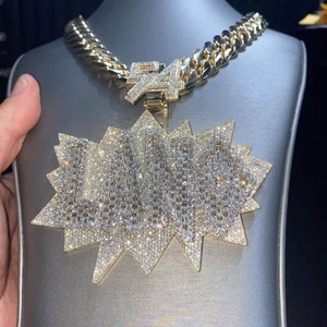 Custom Iced Out Moissanite Letter <b>Pendant</b> Hip Hop Custom Rapper Bling <b>Pendant</b> Personalized <b>Initial</b> Letter Two Tone <b>Pendant</b> - Product Image 3