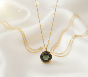 Collier rond vert hydroponique de 16 pouces, 10 mm, en argent sterling 925 plaqué or 18 carats, pendentif de 7 g, collier à porter tous les jours - Product Image 4