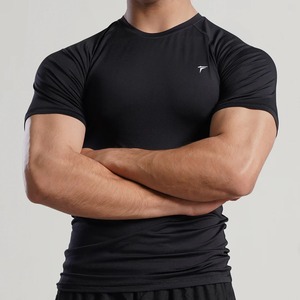 athletic gym <b>compression</b> tshirt men workout fitness tee quick dry stretch sportswear supplier - Product Image 4