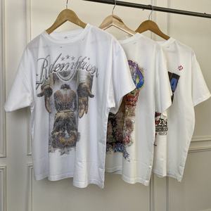 T-shirt ample pour homme, col rond, imprimé personnalisé, en coton épais, coupe courte, vente en gros - Product Image 2