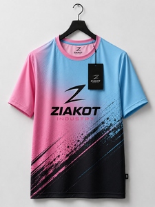 T-shirt de performance pour homme ZIAKOT, nouveau design, dégradé bleu ciel rose-noir, personnalisé et tendance - Product Image 1