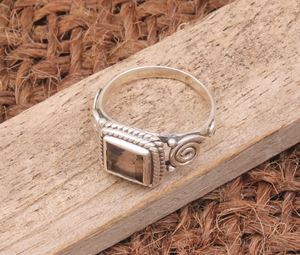 Vente en gros d'anneaux de cocktail en argent sterling 925 avec sertissage classique en quartz fumé naturel, bijoux de déclaration, cadeau pour femmes, mariage - Product Image 3