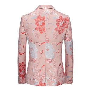 Men's Pink Floral Printed <b>Suit</b> Set Business Formal Wear Single Breasted Notched Collar Pants <b>Suit</b> Woven Polyester - Product Image 2