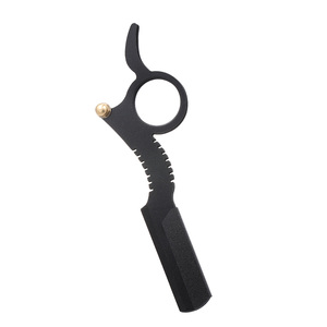 <b>Black</b> Stainless Steel Finger Razor Holder Foldable Shaving Tool Barber Beard <b>Trimmer</b> Face Grooming Accessory - Product Image 1