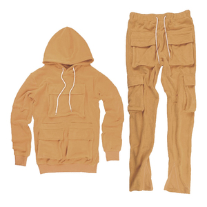 Conjunto Deportivo Unisex con Capucha, Algodón, Casual, Manga Larga, Color Sólido, Pantalones con Cordón y Sudadera con Capucha, Ropa de Otoño para Adultos - Product Image 3