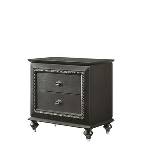 Comodino Kaitlyn con finitura grigio metallizzato eleganti ed eleganti mobili camera da letto - Product Image 1