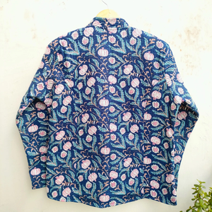 Veste en coton matelassée respirante brodée à la main avec motif floral, confortable, élégante, douce, col en V, fermeture à bouton unique, manches longues - Product Image 3