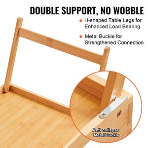 21.6 portatile \ "X 13.8 \" in legno di bambù artigianato tavolo vassoio con gambe pieghevoli Slot multimediale per la colazione snack da lavoro vassoio TV - Product Image 6