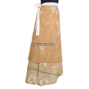 Beautiful Silk <b>Wrap</b> <b>Skirt</b> Vintage Indian Two Layer Boho Hippie Magic Silk <b>Wrap</b> <b>Skirt</b> Wholesale Cover up Wear Vintage Magic 38 in - Product Image 6