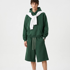 Conjunto de Sudadera con Capucha y Pantalones Cortos de Diseño Transpirable para Hombre, Ligero, para Gimnasio, Entrenamiento, Fisicoculturismo, Verano, 100% Algodón - Product Image 1