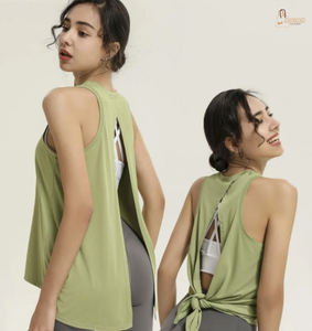 Camiseta sin mangas Lulu con abertura trasera, tejida a mano, de color liso, suave, de alta elasticidad, con tacto de segunda piel, de secado rápido, versátil. - Product Image 2