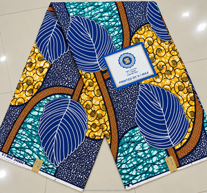 Green Brown Black Floral Leaf Ankara Wax Print Fabric with Botanical Pattern for African Dresses - Product Image 5