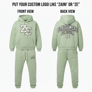 Ensemble survêtement homme ZAINI pour l'hiver, streetwear, 420 GSM, 100% coton molletonné, vert foncé uni, logo personnalisé, sweat à capuche et jogging - Product Image 1