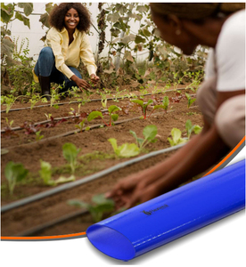 Manguera plana de PVC blando azul personalizada para riego agrícola de alta presión Durable Flexible fácil de manejar Flexima marca 3/4 "12" - Product Image 4