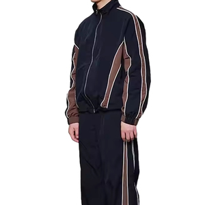 Conjunto Deportivo para Hombre, Color Negro, Cierre Completo, Cuello Alto, Color Sólido, Bolsillos Laterales, Estilo Deportivo, Otoño, Corte Regular, Chaqueta Cortavientos - Product Image 2