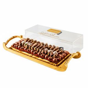 Plateau de service élégant en métal argenté, plateau cadeau pour chocolats, plateau de service artisanal pour bonbons, pour mariage et fête, plateau à chocolat - Product Image 4