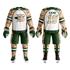 Tenues d'équipe de hockey sur glace faites à la main avec logo personnalisé, service OEM, nouveau design, ensembles maillot et pantalon 100% polyester, antibactérien, séchage rapide - Product Image 4