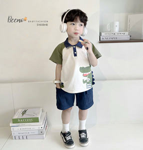 Vêtements pour enfants en gros, ensemble décontracté d'été en coton respirant, imprimé dinosaure, vêtements pour garçons en bas âge pour l'école, tenues - Product Image 2