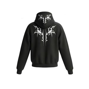 2026 Men's Streetwear Gothic Zip Up Tracksuit Custom <b>Oversized</b> Hoodie & <b>Jogger</b> Set High Quality Cotton casual wear - Product Image 4
