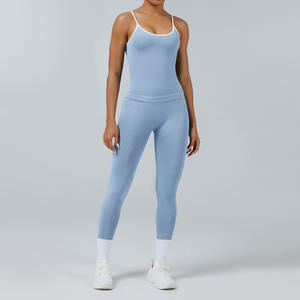 Ensemble de sport sans couture pour femme : débardeur de course à séchage rapide et pantalon moulant pour fitness, course à pied, yoga et activités de plein air - Product Image 3