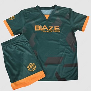 Conjunto de Camiseta de Fútbol Verde para Hombre Blaze Sports Wear, Cuello en V, Manga Corta, Estampado Geométrico, Poliéster que Absorbe la Humedad, Uniforme 27 - Product Image 4