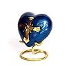 Heart Shape Pet Urn Blue Polyresin Cross Design Classical Style Durable Memorial <b>Casket</b> <b>for</b> Pets - Product Image 2