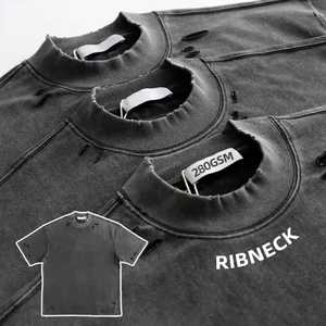 Camiseta Extra Grande Personalizada para Hombre, 100% Algodón, Manga Corta, Cuello Redondo, Estilo Urbano, Diseño Liso Lavado, Ajuste Transpirable Tipo Jersey - Product Image 3