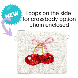 Handcrafted Beaded Cherry Motif Zip Pouch <b>Bag</b> Women Designer <b>Sequin</b> Embroidery Clutch Coin Purse Gift OEM Supplier - Product Image 6