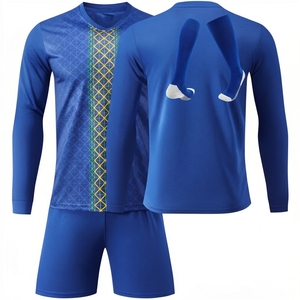 Men's Black Long Sleeve Soccer Jersey With Geometric Print Moisture Wicking <b>Athletic</b> Fit Full Sleeve Sportwear Set - Product Image 3
