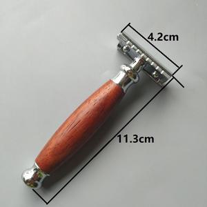 Safety <b>Razor</b> Kit Pure Badger Shaving Brush Wood Customized Men's Red Wood Handle Safety <b>Razor</b> and Shaving <b>Set</b> with Stand - Product Image 4