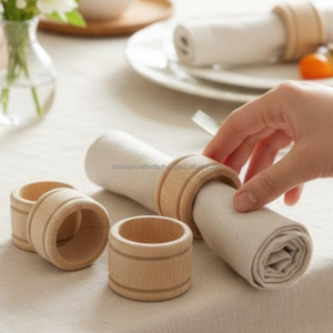 Anneau de serviette en bois de qualité supérieure, best-seller, fait à la main, écologique, décoration de table à manger pour la maison et la cuisine - Product Image 2