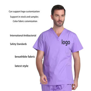 Ensembles de Blouses Médicales Personnalisées Extensibles et Antibactériennes pour Infirmières, Manches Courtes, Unisexe, Vente en Gros - Product Image 5