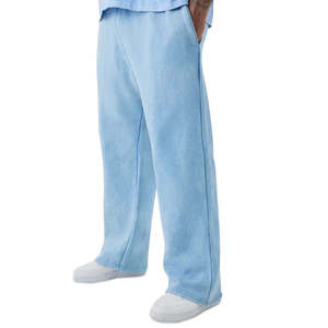 Pantalon de survêtement unisexe personnalisé à jambe large en coton épais, coupe oversize, style streetwear, effet délavé vintage, en molleton, OEM ODM - Product Image 1