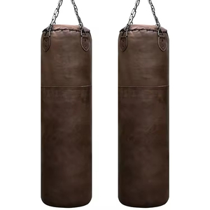 Brown Heavy Punching Bag Leather EVA Outsole Cotton Filled Zipper Closure Adjustable Height Durable for Adult Youth Training - Product Image 3
