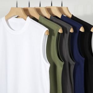Sleeveless tank Top Men's Casual T-shirt Solid Color Hoodie Lace-up T-shirt Hip Hop Men's Sweatshirt Mens Gym Vest - Product Image 3