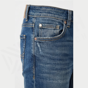 Jean en denim délavé coupe slim à jambe droite pour homme, taille mi-haute, en coton, style décontracté, collection automne - Product Image 5