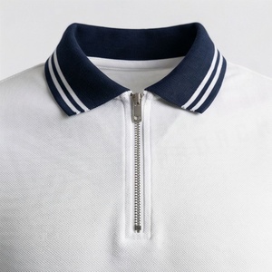 High Quality Men's <b>Half</b> Zip Polo <b>Shirts</b> Comfortable Cotton Fabric Stylish Striped Design Breathable Quick Dry <b>Shirts</b> - Product Image 4