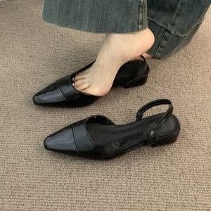 Wholesale 2025 Women's Low Heeled <b>Flat</b> Sandals Comfortable Casual Work Office Insole PU Design <b>Pointed</b> tip Heels for Ladies - Product Image 3