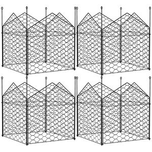Set di 4 Campanelle Metalliche Nere 12 X 14 per Giardino, Gabbie di Protezione per Piante con Rete Anti-Predatore - Product Image 1