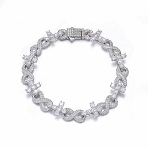 Men's 925 Silver Diamond <b>Cross</b> <b>Chain</b> Bracelet Pave Setting Hiphop Style Everyday Wear - Product Image 3
