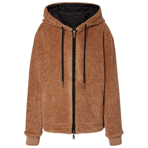 Sweats à capuche en mohair sur mesure professionnels pour hommes et femmes, coupe oversize, en mélange de laine duveteuse, tricotés à rayures avec doublure, design texturé et fermeture éclair. - Product Image 1