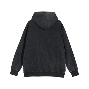 Men's Acid Wash Zip Up Hoodie <b>Oversized</b> <b>Vintage</b> Streetwear Long Sleeve Zipper <b>Sweatshirt</b> - Product Image 4