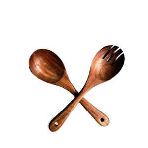 Ensemble de saladiers en bois d'acacia, ensemble de cuillères à salade en bois d'acacia, écologique, passe au lave-vaisselle, ustensiles à salade pour la maison et la cuisine, fabriqué en Inde - Product Image 1